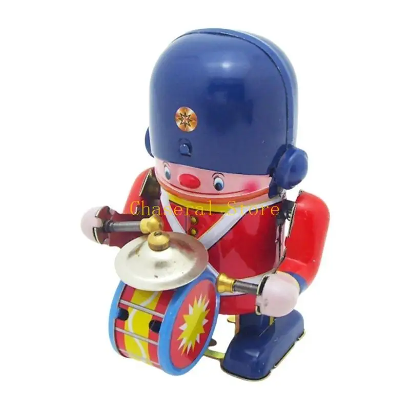 E7CE Classical Tinplate Drummer Robot giocattolo ideale per casa o caffetteria