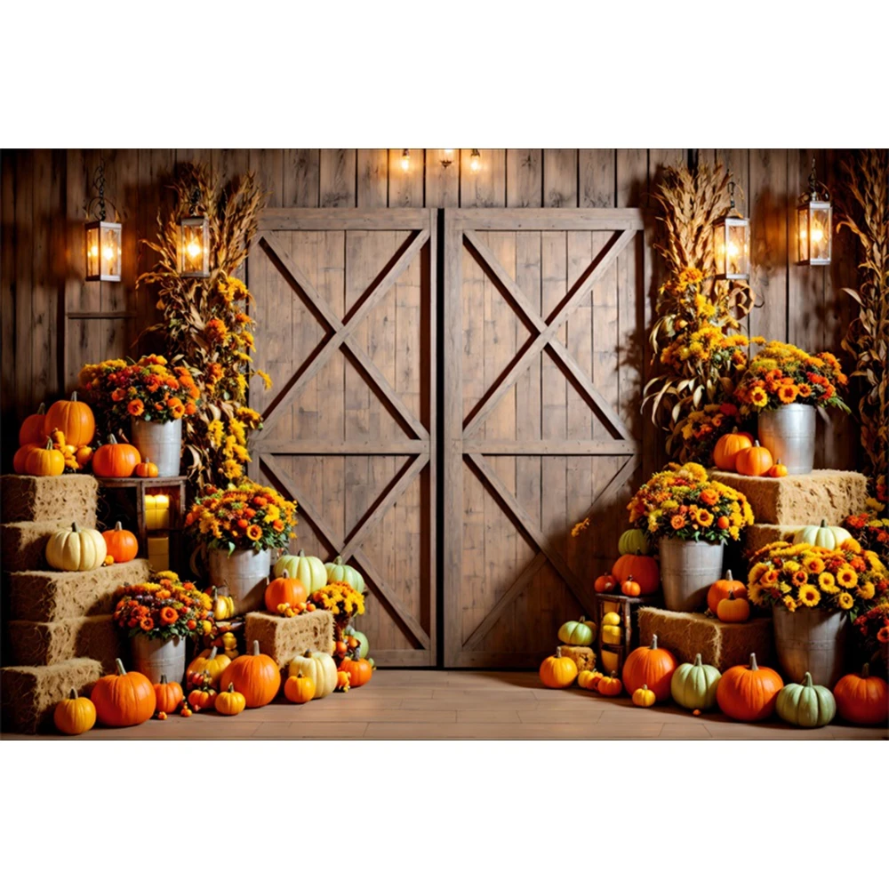 Autumn Thanksgiving Backdrop Photography Pumpkin Fall Harvest Background Baby Shower Birthday Party Decor Studio Photo Props