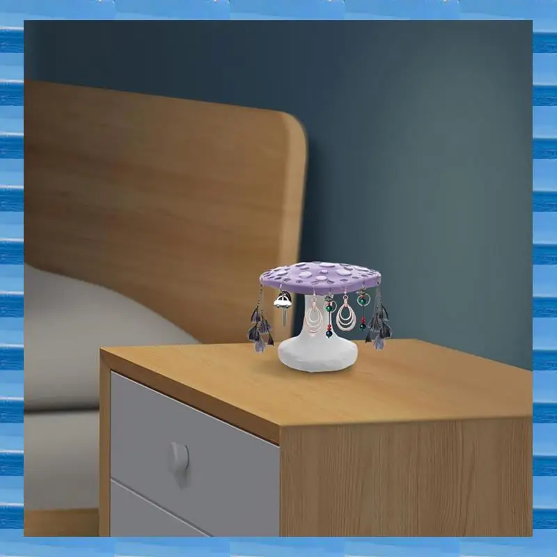 

AT53 Mushroom Jewelry Display Stand Earring Holder And Organizer Tray For Rings Necklaces And Trinkets Desktop Ornament