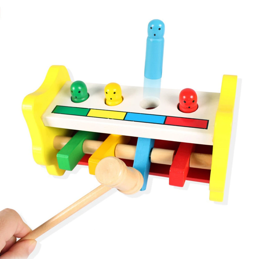 

Wooden Hammer For Babies Kids Infants Educational Knocking Coordination Development Baby Beat Wood Beat