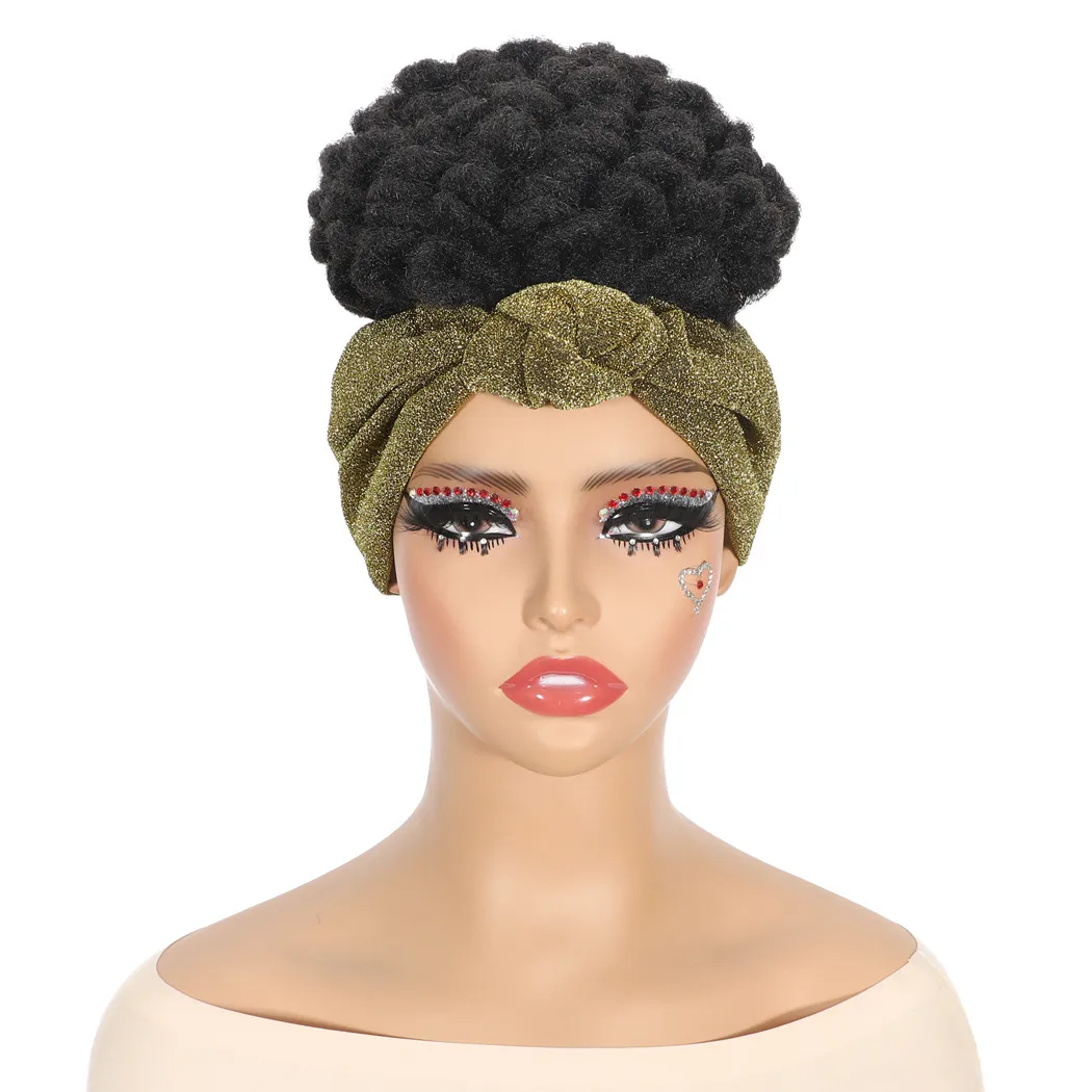 عقال شعر مستعار Dreadlock كروشيه اصطناعي شعر مستعار قصير للنساء السود الحجاب شعر مستعار الاصطناعية سهلة الارتداء واسعة عقال