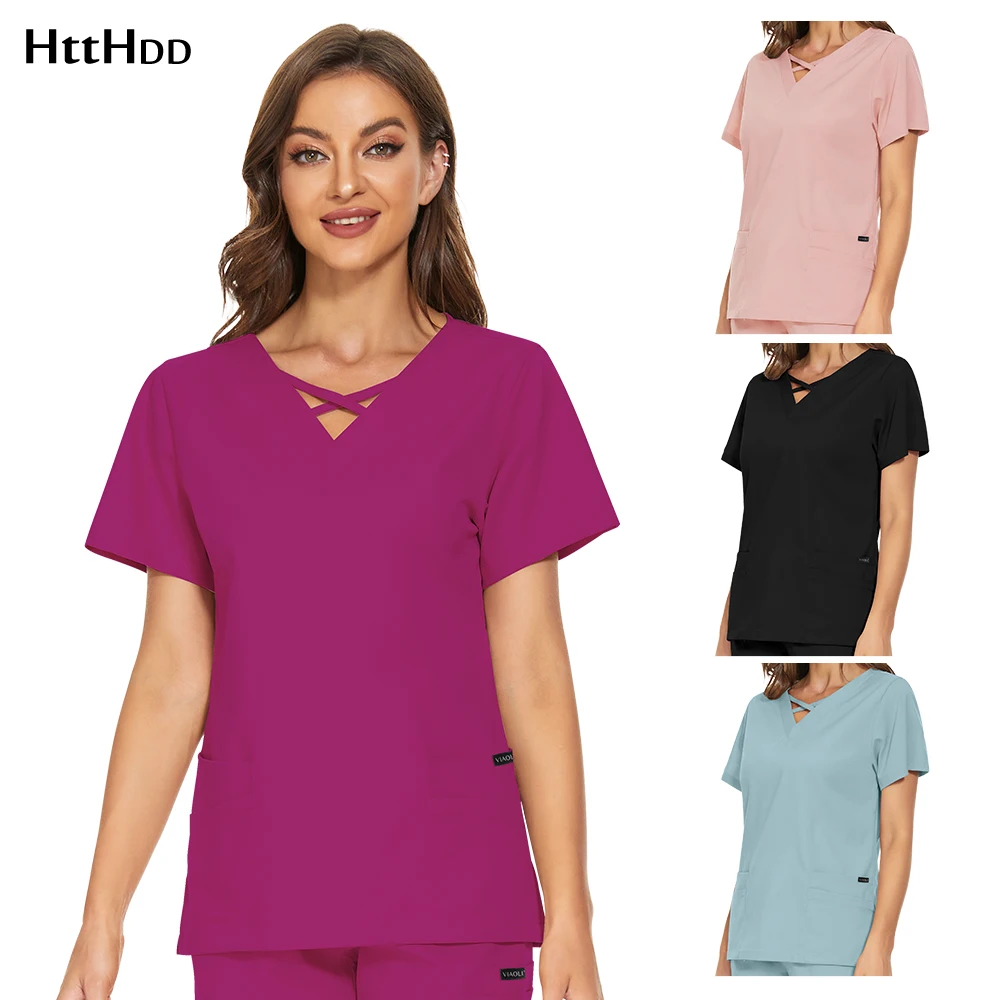 Vêtements d'allaitement pour femmes, uniforme d'hôpital, accessoires médicaux, livres, vêtements de travail, mode manches courtes, veste en Y, vente en gros