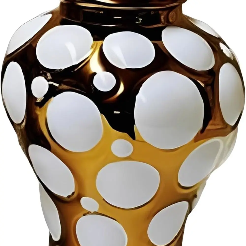 

12 высоких золотых керамических ваз с белыми точками — стильный декор для дома и офиса, премиальный подарок для любителей декора