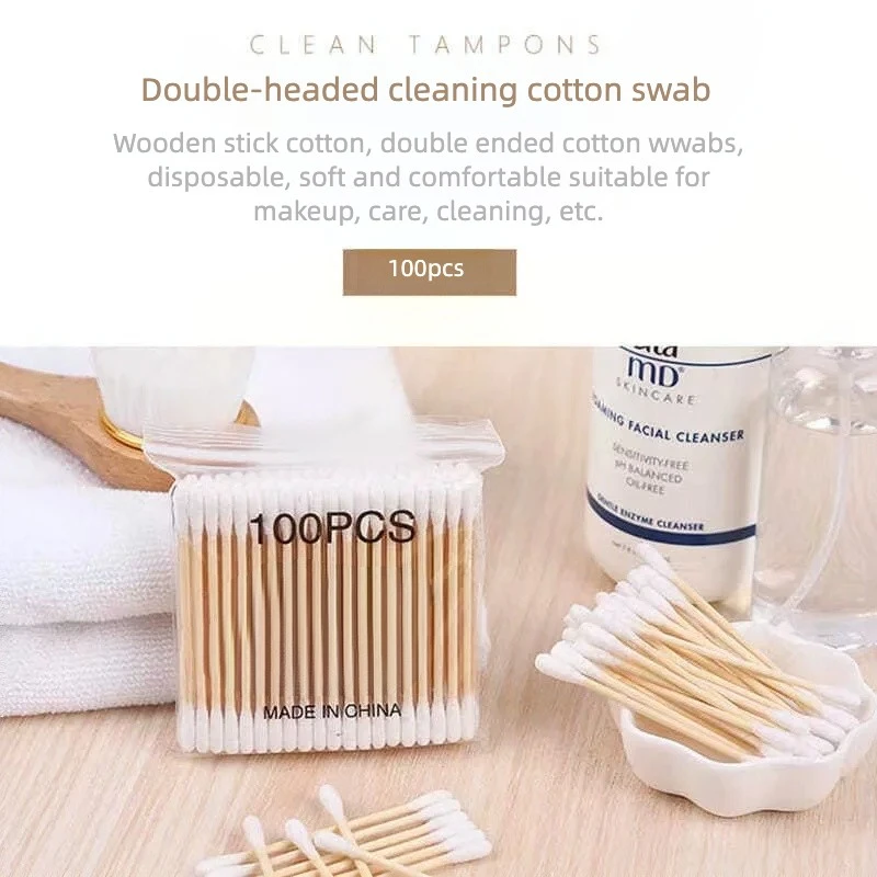 

Outdoor Portable Cotton Swabs, Makeup Wooden Sticks, Cotton Swabs, Double Headed Cotton Swabs, Disposable Cleaning Cotton Swabs