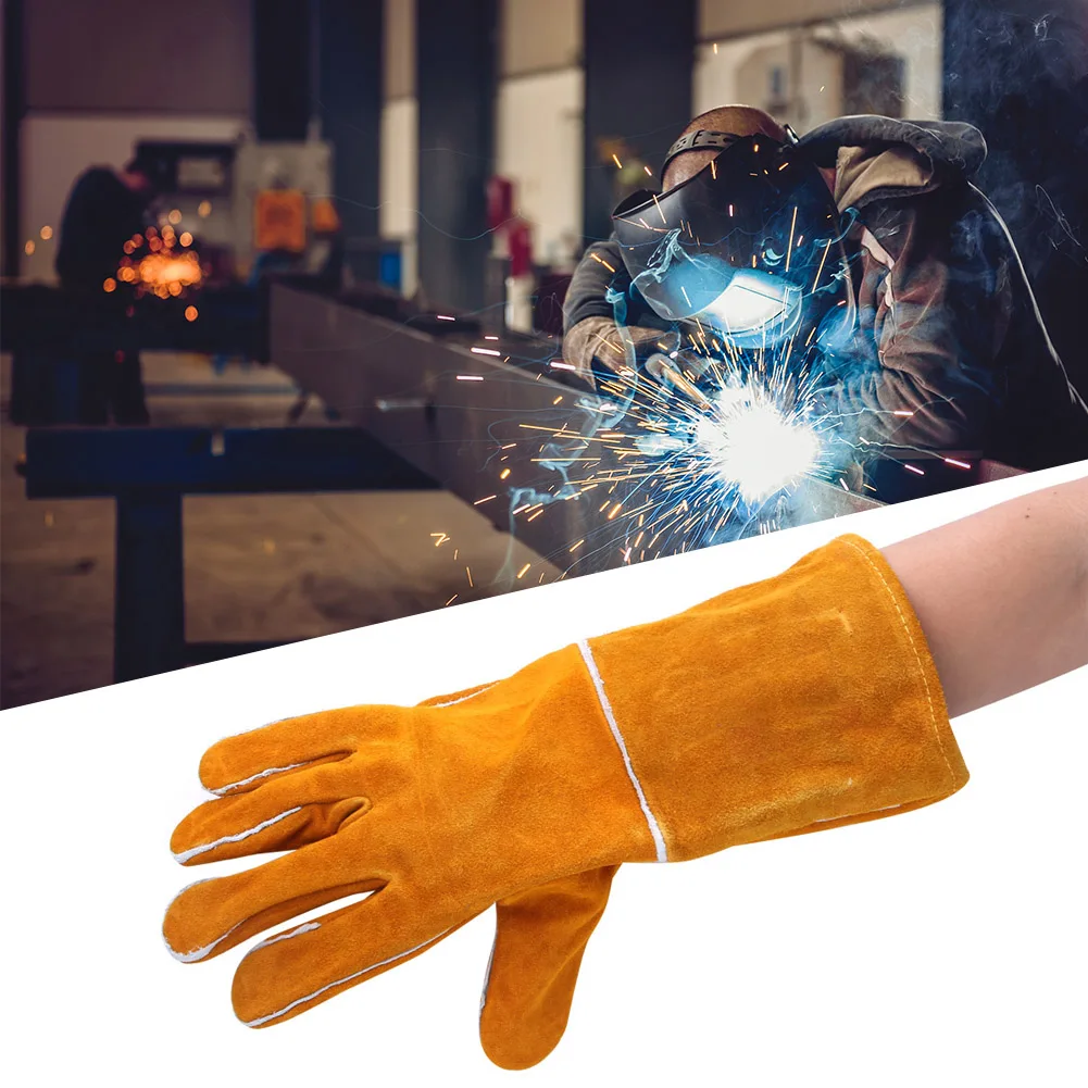 ZK30 1 Pair Welding Gloves Safety Durable Cowhide Leather Welder Work Hand Tool Accessories