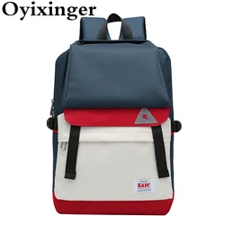 OYIXINGER Girl's Schoolbag Patchwork Backpacks For Teenager USB Charging Waterproof School Backpack Large Capacity Travel Bag