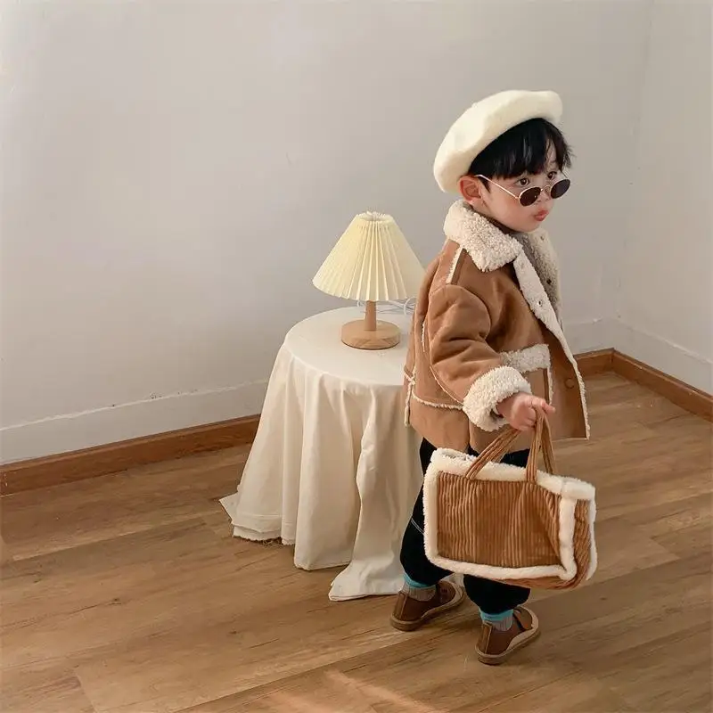 Children Clothing Kids Coat Korean Style Winter Fleece Warm Cute Coat Baby New Fashionable Soli Color Thick Coat for Kids