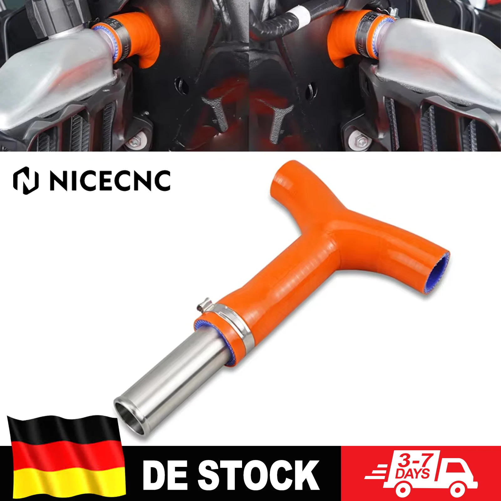 NICECNC Kit Tubo Radiatore a T per Telaio KTM EXC 300 EXC 450 EXCF 350 XCW 2020-2023 SX 125 SXF 250 SXF 450 XC XCF 2019-2022