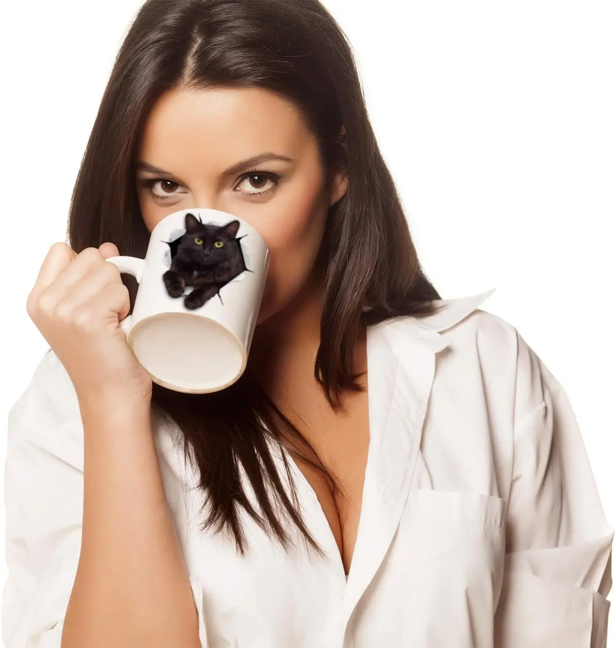 Black Cat Coffee Mug - Funny Ceramic Coffee Mug Gift for Cat Lovers - Cute Novelty Cup for Men and Women (11oz)