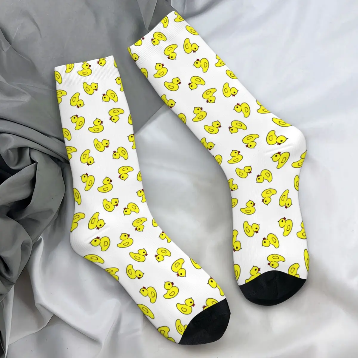 Medias de pato amarillo de dibujos animados, calcetines informales con diseño de patrón, calcetines antideslizantes de otoño, calcetines medianos suaves para escalar para hombres y adultos