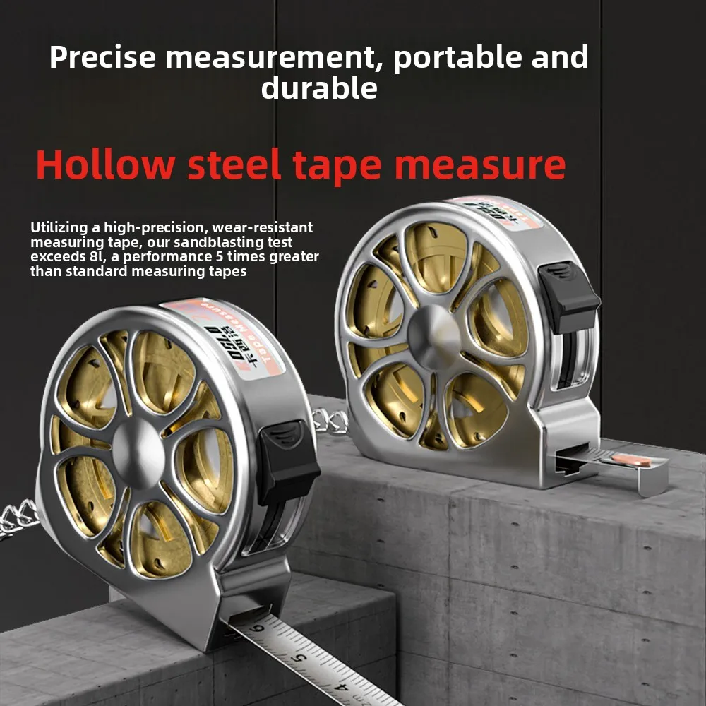 Portable 2M Hollow Mini Steel Tape Measure Key Ring Design Waterproof Rust‑proof High Accuracy Measuring Ruler for Household Use