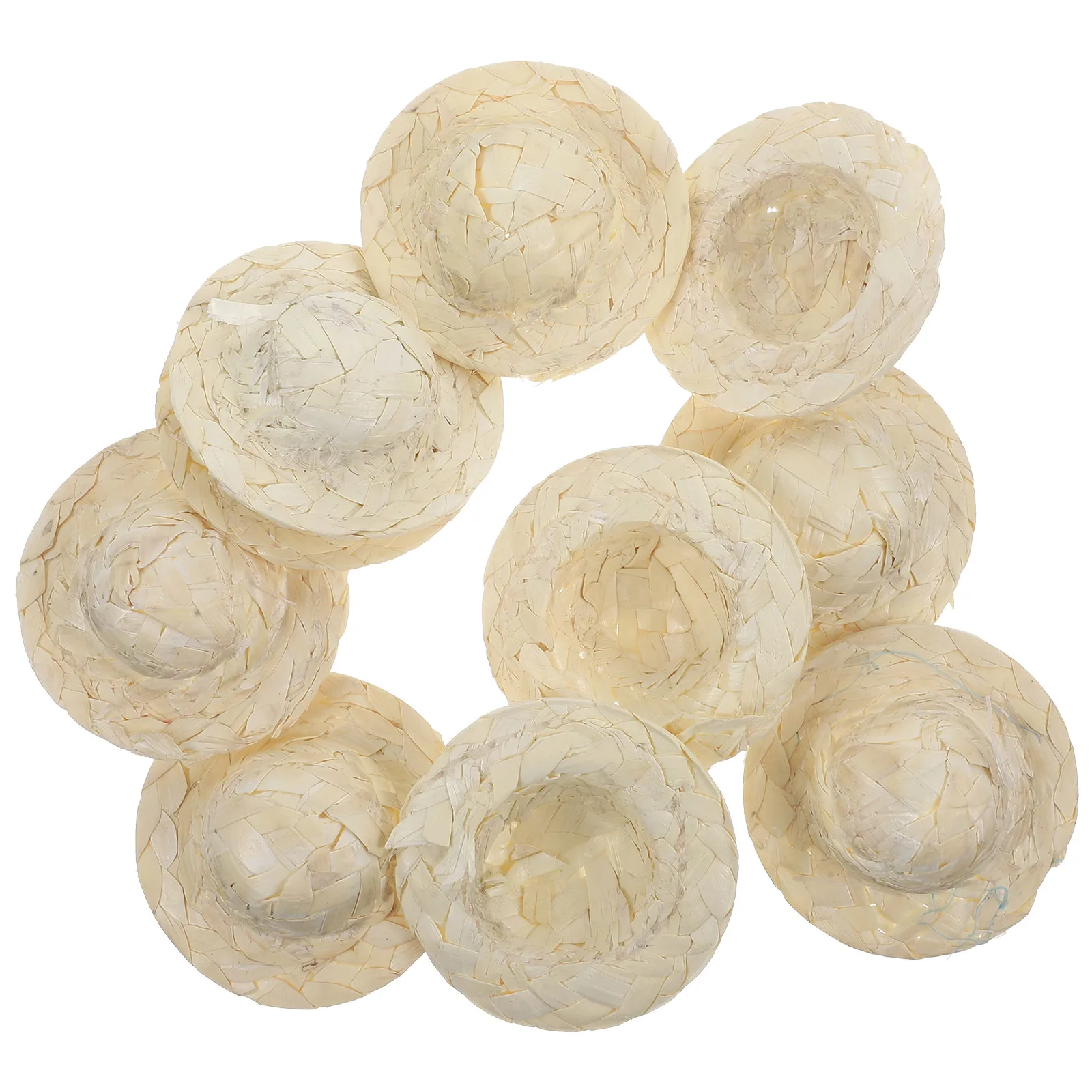 10Pcs Mini Straw Hats Mini Hat Set for Craft Decor Home Classroom Party Supplies Small Woven Hats Woven Hat Ornament