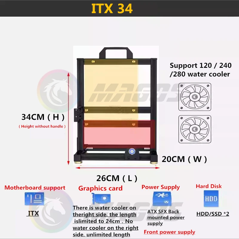 MOD Open PC Case Frame ITX MATX ATX EATX Gamers Cabinet DIY Water Cooler Desktop Computer Aluminum Creative Tower Gaming