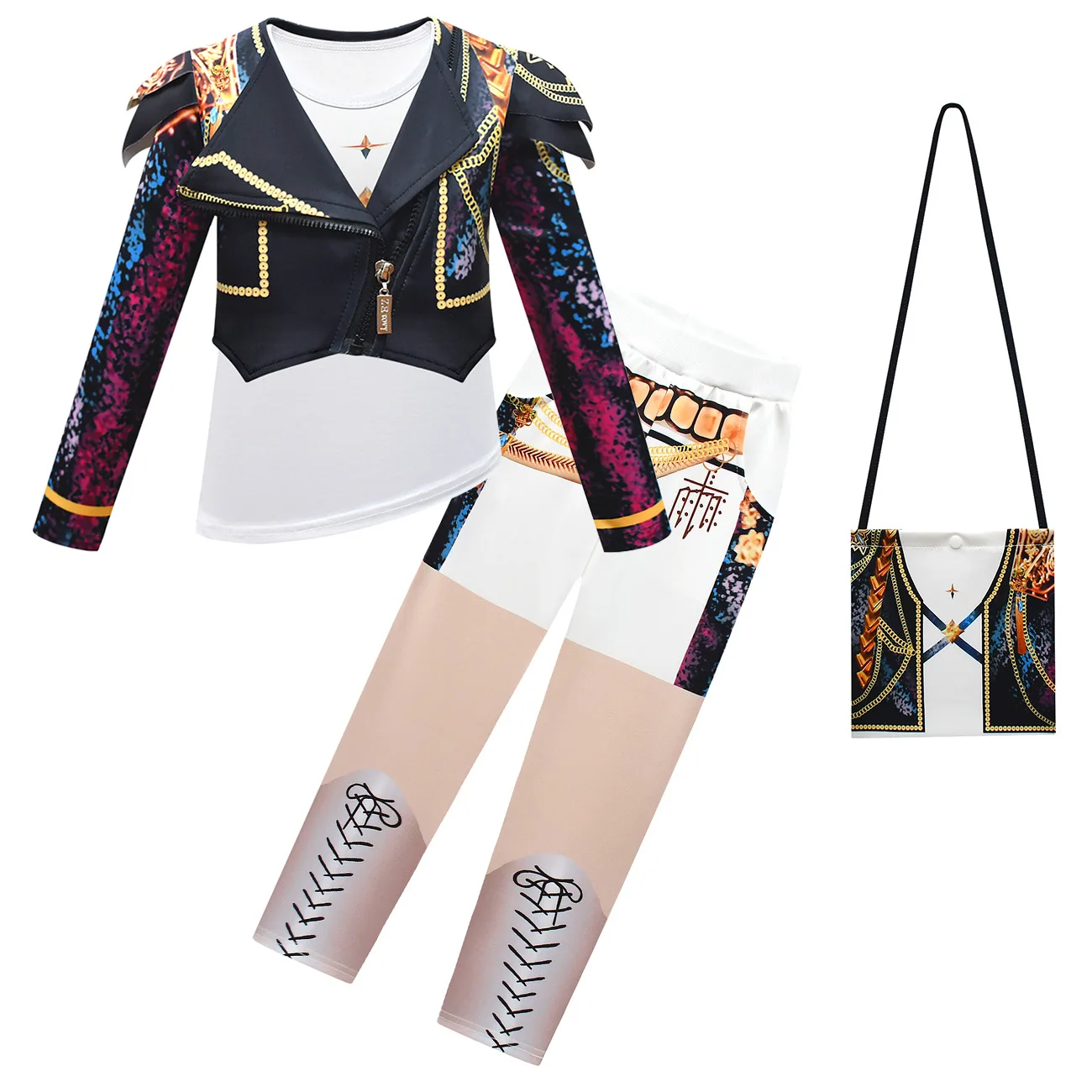 

New 2025 Girls' Set, Casual Pants, Witch Hunting Group Costume, Children's Performance Four Piece Set, Bag