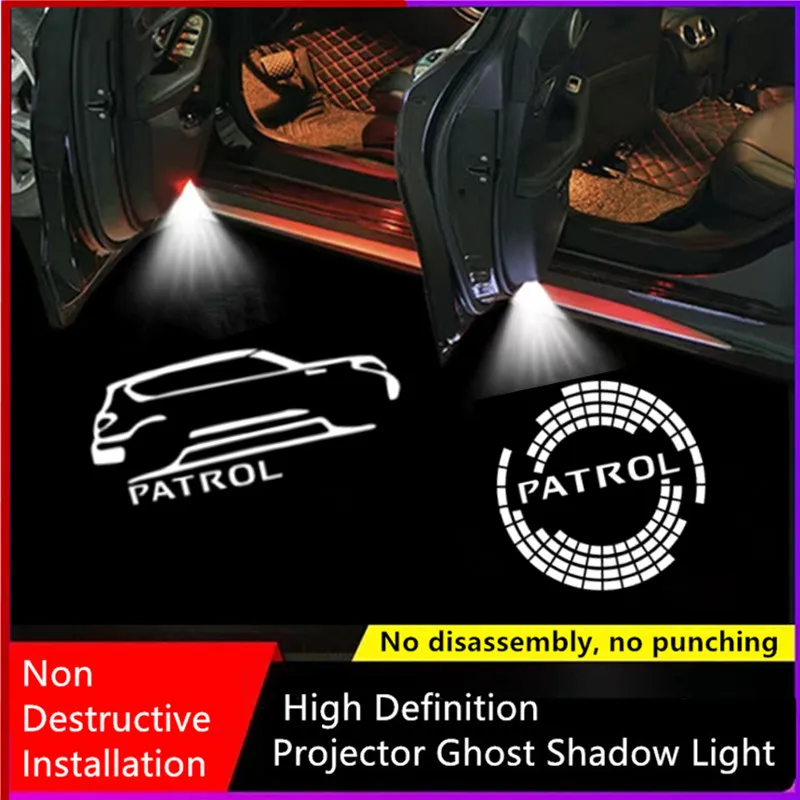 

2Pcs LED Car Door Welcome Lights Logo Projector for Patrol Ghost Shadow Lamp Courtesy Light Auto Decorative Accessory