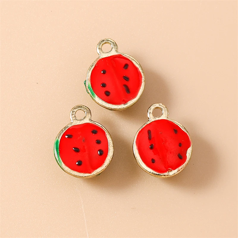 5 Stück Niedliche 3D Emaille Lebensmittel-Anhänger (Banane, Wassermelone, Mais) für Schmuckherstellung, Halsketten, Ohrringe, DIY-Bastelzubehör – Detail 4