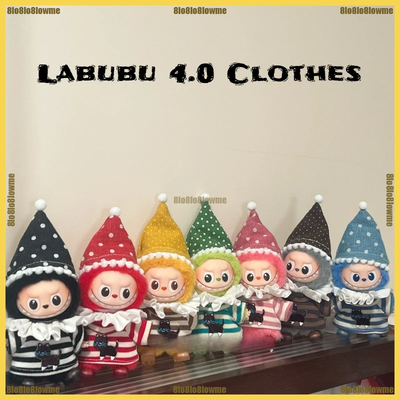 

Новая одежда Labubu 4,0, милая шапка с маленькими гномами, шарф, одежда, обувь, комплект из 4 предметов, мини-плюшевая кукла, одежда, модные аксессуары для кукол