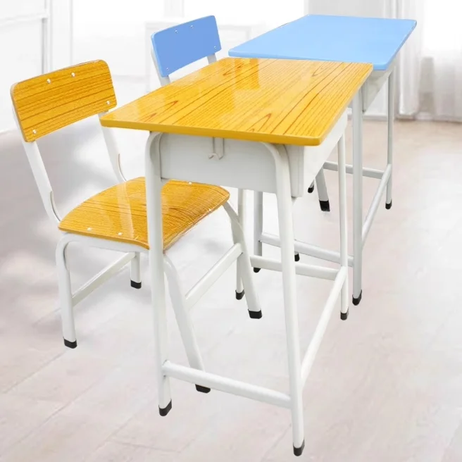 wholesale modern cheapest plywood metal frame egornomic no used school classroom student study desks and chair for sale