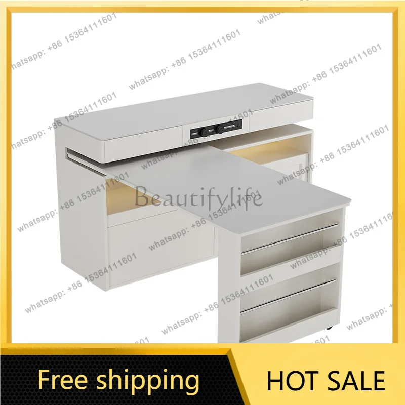 Multifunctional bar table dining table integrated household retractable cream wind white rock slab solid wood island