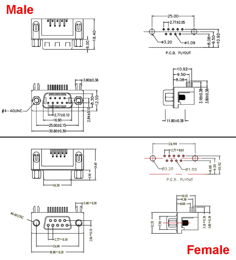 1pcs DR9 Bend pin female/Male head horizontal type plugboard DR-9S 90 degree bending needle/serial port female seat RS232 DB9