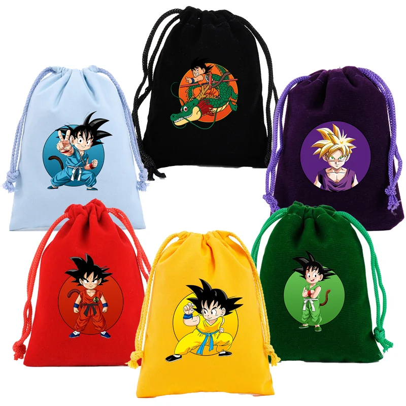 Dragon Ball Z Girls Boys Canvas Drawstring Bags Goku Saiyan Animation Figures Graphic Childrens Handbags Storage Pouches Gift