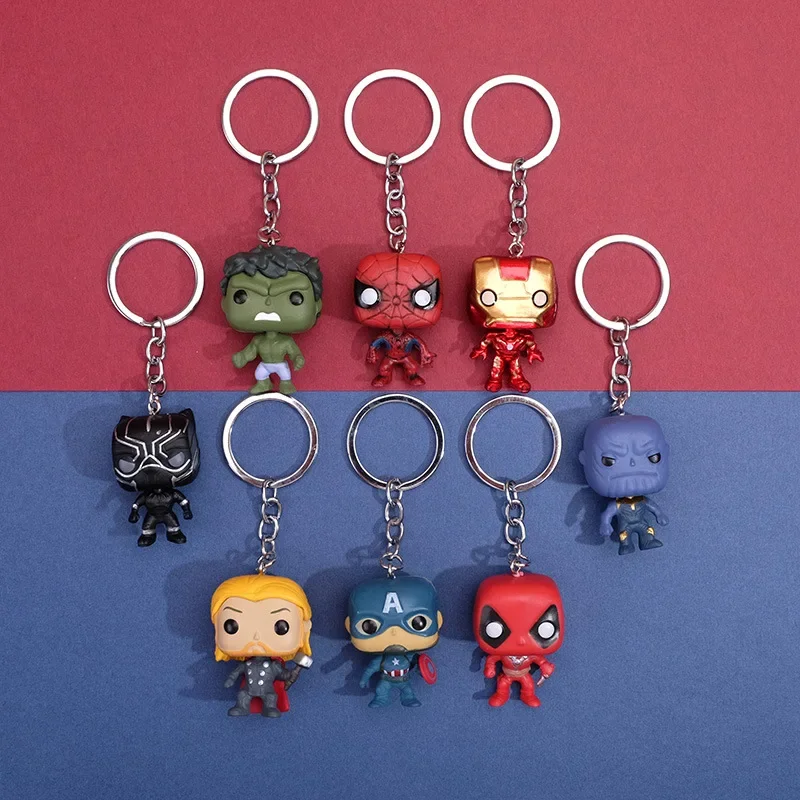 Marvel Spider Man Cute Doll Pendant Action Figures Avengers Iron Man Captain America Keychain Bag Keyring Pendant Birthday Gifts