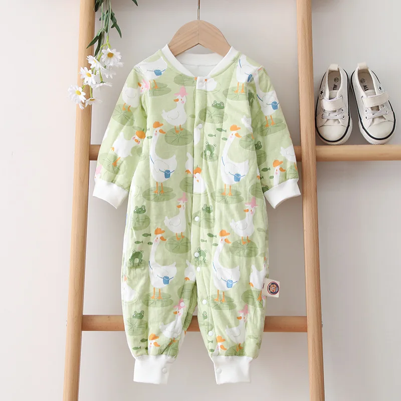 Winter Baby Sleepwear Cartoon Print Newborn Baby Sleeping Bag Baby One Piece Jumpsuit Cotton Toddler Pajamas Crawling Clothes