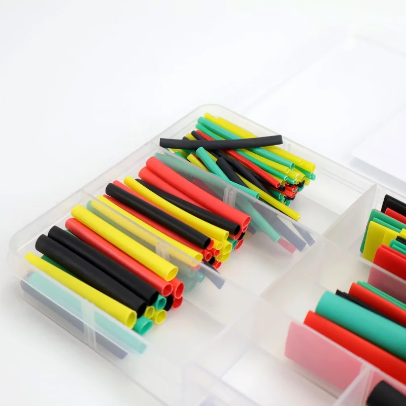 164 قطعة 2:1 أنابيب الانكماش الحراري العازلة البولي أوليفين يتقلص مجموعة متنوعة من نماذج مجموعة الكابلات للأسلاك الكهربائية والصيانة