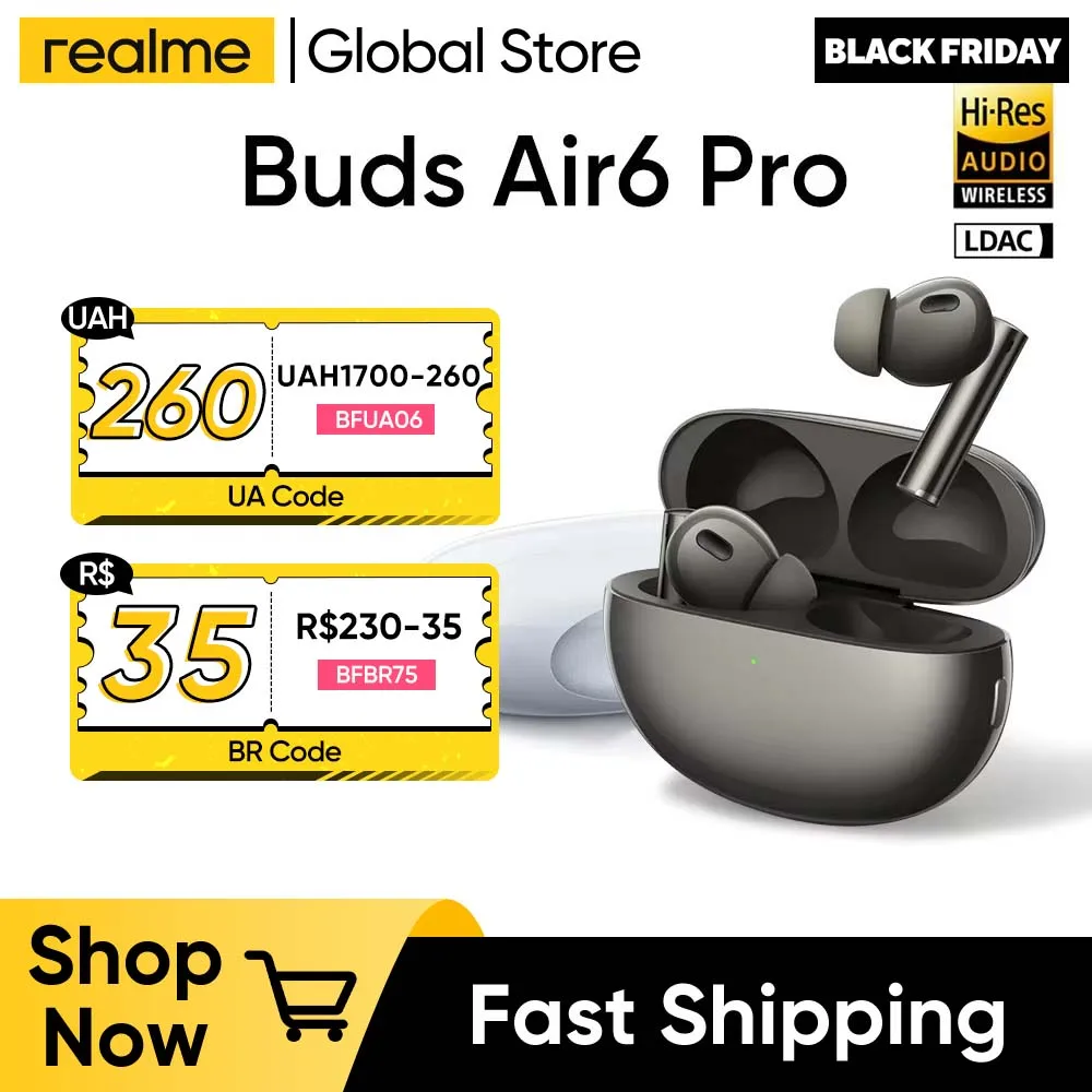 Realme buds air6 pro sluchátko 50db aktivní hluk odvolání sluchátka bezdrátový Bluetooth 5.3 40 hodina baterie život sluchátka