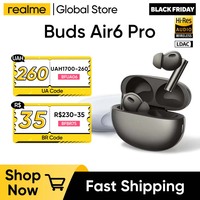 realme Buds Air6 Pro Earphone 50dB Active Noise Cancelling Headphone Wireless Bluetooth 5.3 40 Hour Battery Life Headphone