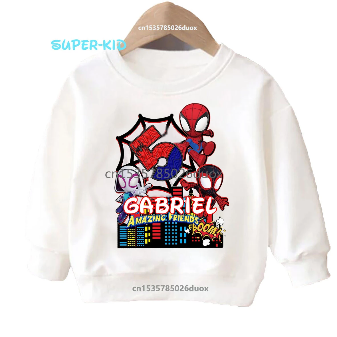 Winter Spider-Man and His Amazing Friends Personalize Name Kids Hoodies 2 3 4 5 6 7 8 9 Years Marvel Spiderman Boys Sweatshirts