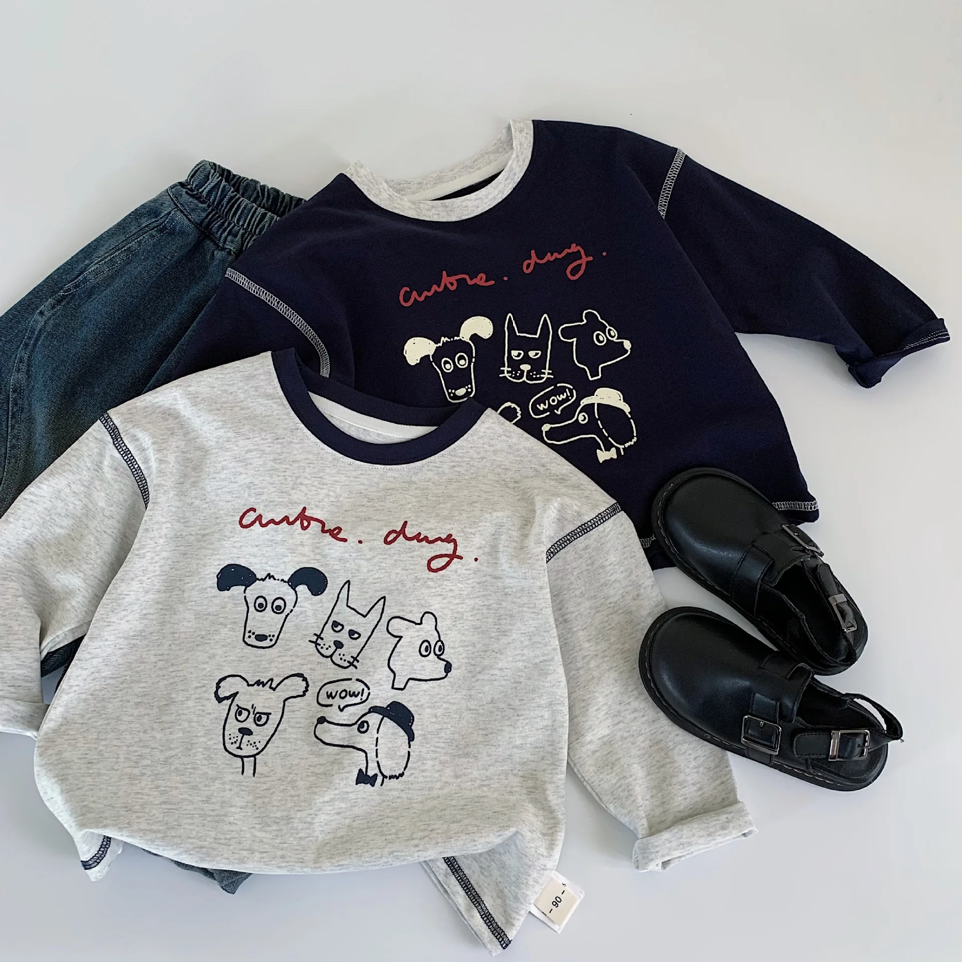 

Long-sleeved Base Shirt Fashionable Cartoon Printed Top Boys Children Autumn Korean Loose Casual All-matching Comfortable