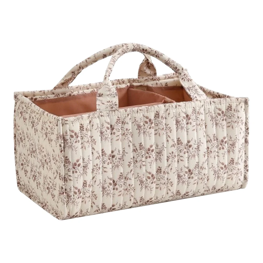 

Floral Diaper Caddy Organizer with Removable Divider Baby Storage Diaper Organizer for Baby Shower and Registry Must-Have