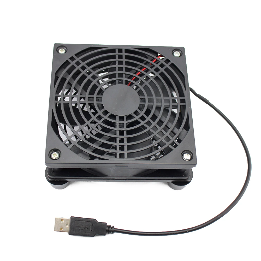 DC5V USB Connector Quiet Cooling Fan Portable Router Cooling Fan with Protective Net for DIY Cooling Router Game TV Box Power