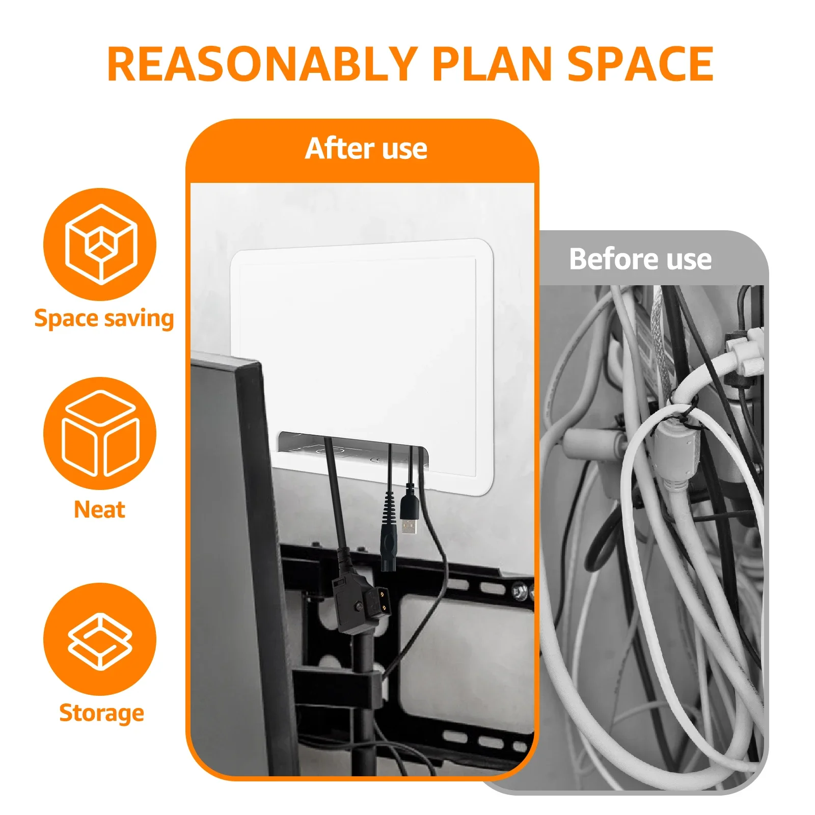 In Wall TV Media Buried Wire Box 9inch Recessed Media Box Cable Management Kit Organize Streaming Device Wall Easy Installation