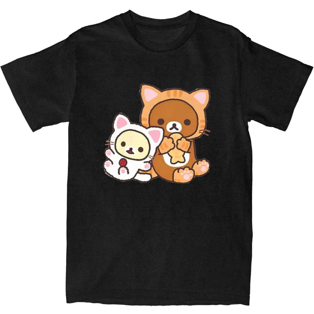 Rilakkuma And Korilakkuma In Costumes T-Shirt Hippie T-Shirts Short Sleeves Streetwear Tshirt Cotton Crewneck Oversized Clothes