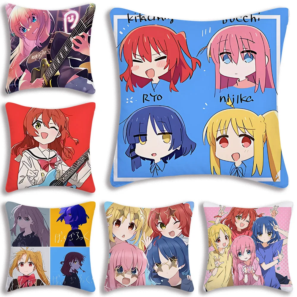 

Anime Bocchi the Rock Pillow Covers Cartoon Sofa Decorative Home Double-sided Printing Short Plush Cute Cushion Cover