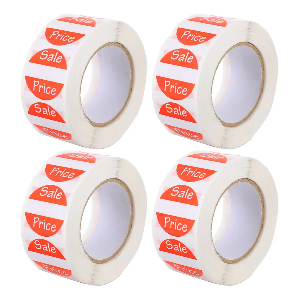 

4-рулонные этикетки для продажи, бумажные наклейки для розничного магазина, ценники для супермаркетов, наклейки для розничного магазина