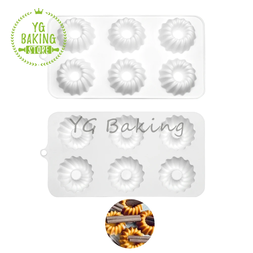 Dorica-Molde de silicona para tartas y Mousse de Savarin 3D, herramientas de decoración de pasteles, utensilios para hornear, 6 cavidades