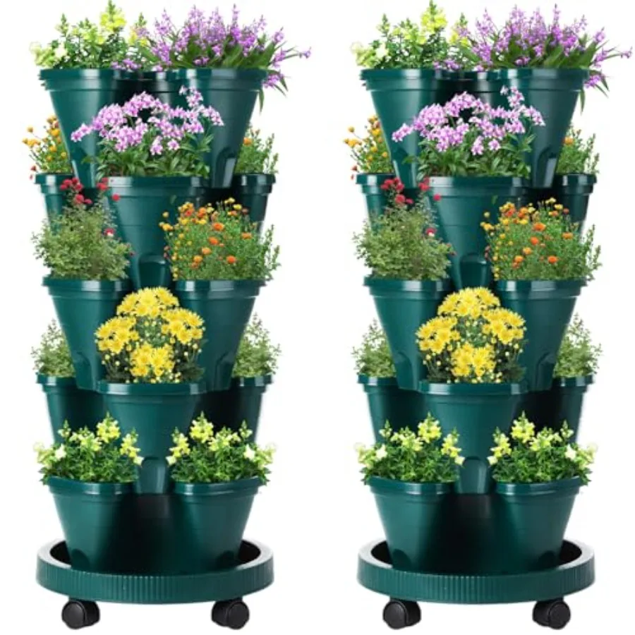 

Набор из 2-х 5-ярусных вертикальных кашпо для клубники, трав, цветов и овощей, для выращивания в помещении и на улице