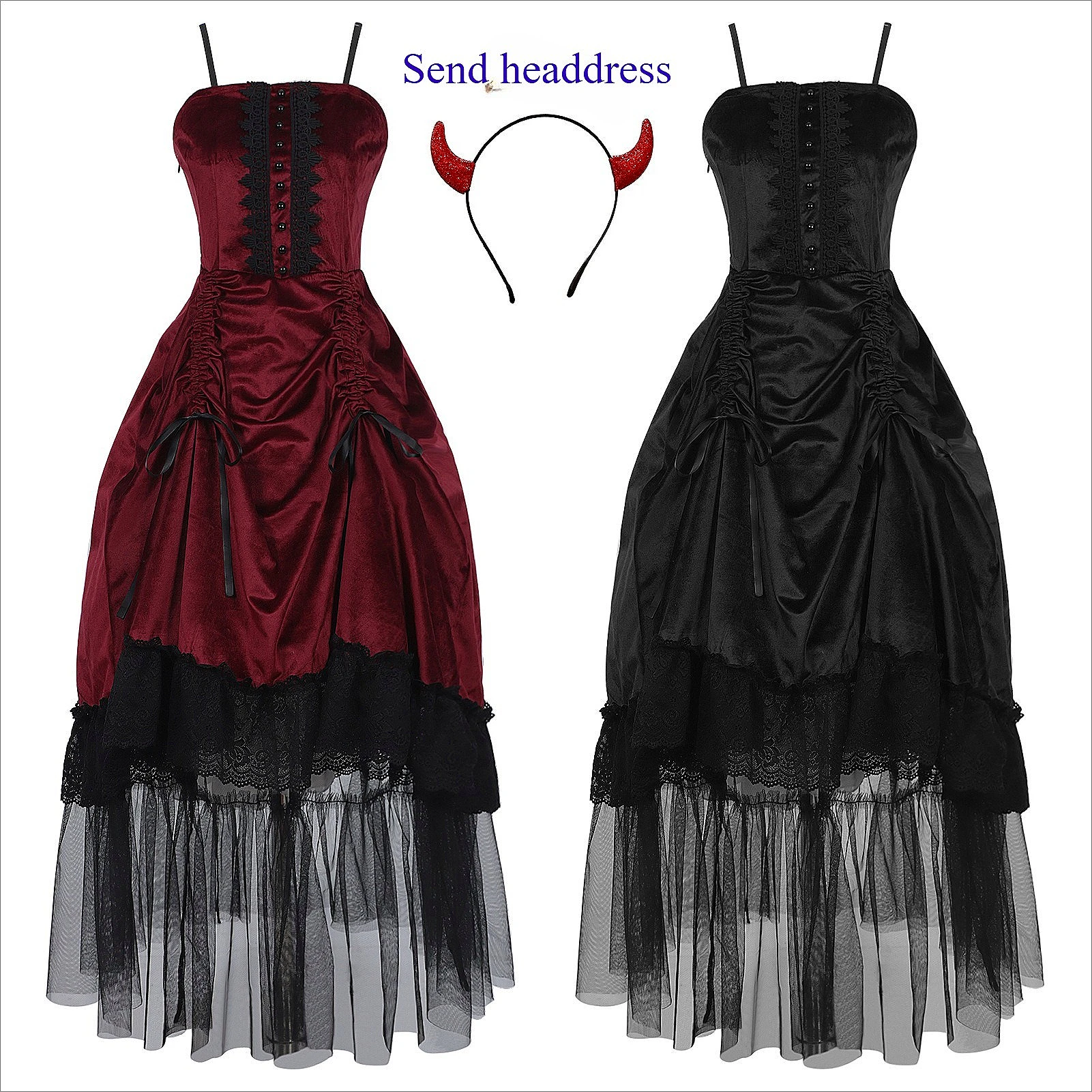 Halloween Erwachsene COS Duchess Vampir dunkle Gothic Hexe Bühne Rollenspiel Partykleid