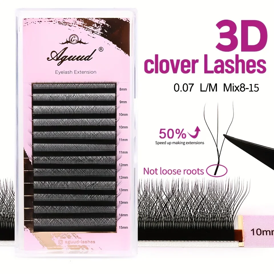 AGUUD Automatic Flowering C/D/L/M 3D 4D 5D W Shape Premade Fans Eyelash Extensions Natural Soft Individual Lashes Makeup Cilia