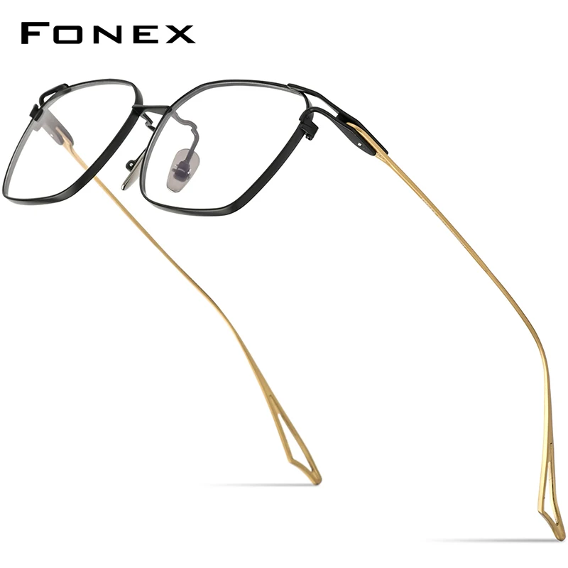 FONEX Pure Titanium Glasses Frame Men 2024 New Women Retro Vintage Square Eyeglasses Eyewear ACT-Seven