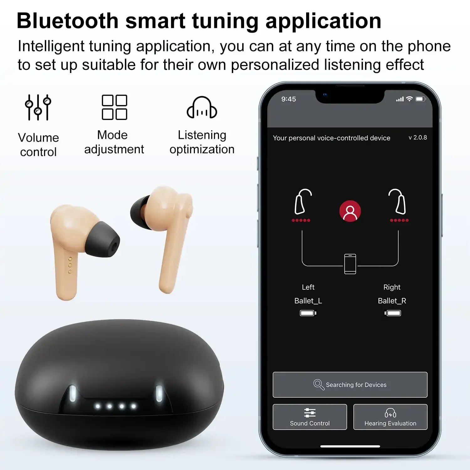 New type c sports wireless bluetooth noise cancelling tws earphones headphones digital rechargeable hearing aid