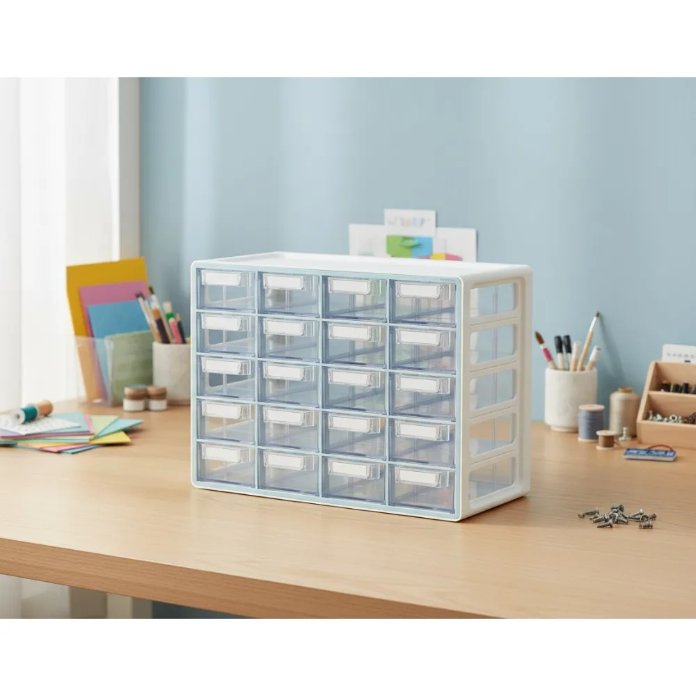 20-Drawer Stackable Organizer Cabinet for Crafts, Beads, Office & Hardware Storage - Blue