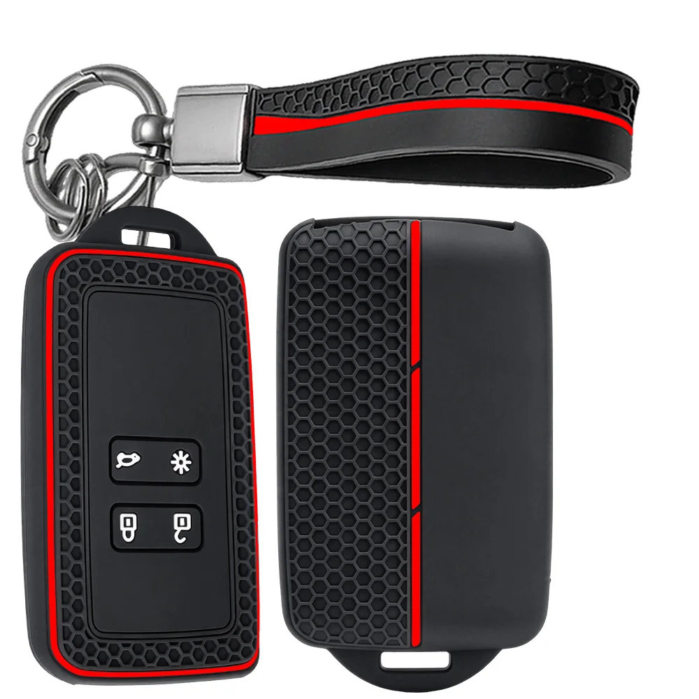 Silicone Key Cover With Keychain For Renault Clio Megane Scenic Kangoo Captur Duster Logan Sandero Symbol Koleos Fluence Premium
