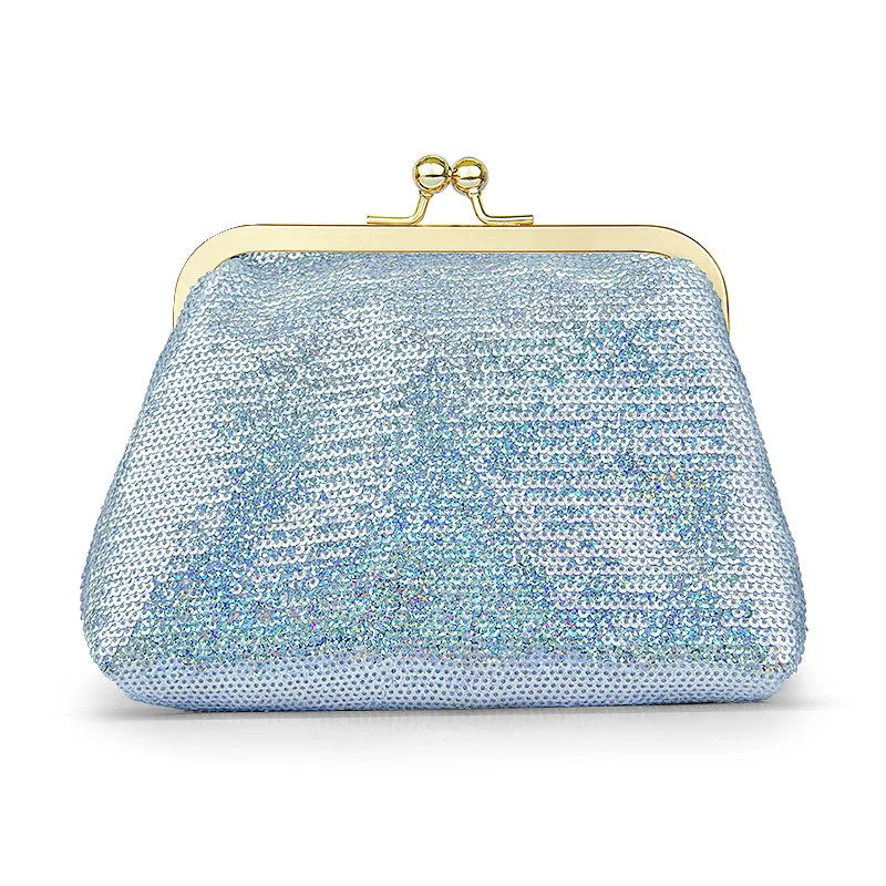 

Women's Exquisite Sequined Clutch Stylish Large Capacity Travel Makeup Bag Sequin Clip Cosmetic Storage Elegant Evening Clutch