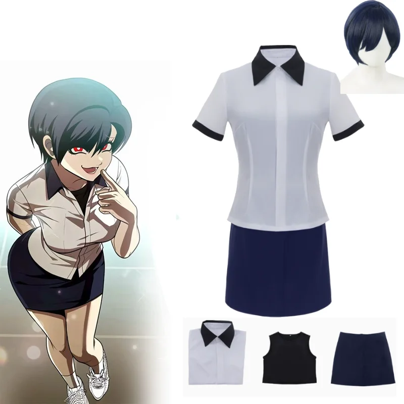 

Karma 윤가람 Cosplay Costume A Sense of Play Karma School Uniform with Shirt and Skirt Wig Full Set Comic Con Cosplay Her Toys