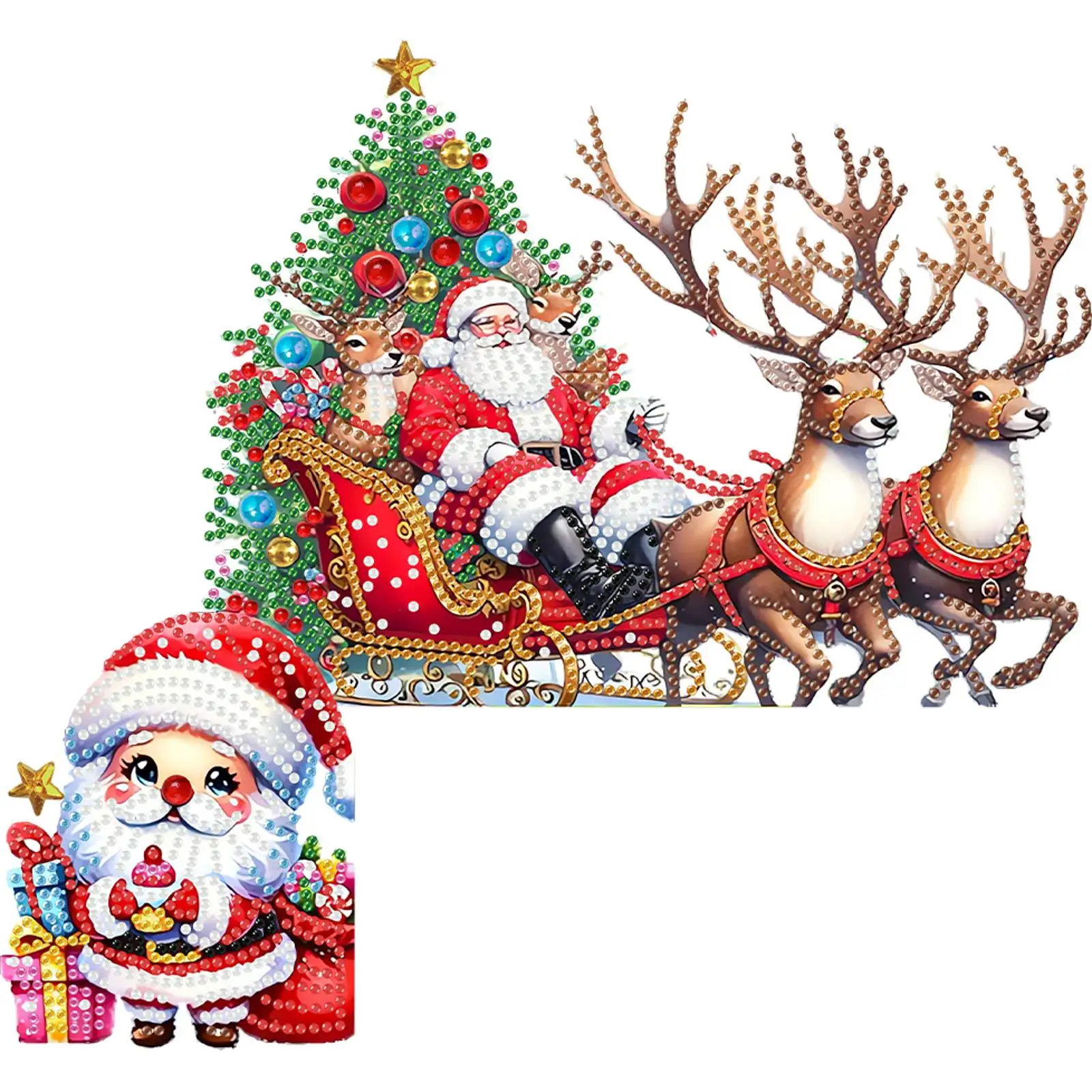 

DIY Xmas Diamond Painting Wooden Door Pendants Decoration for Feiend Gifts (Elk)