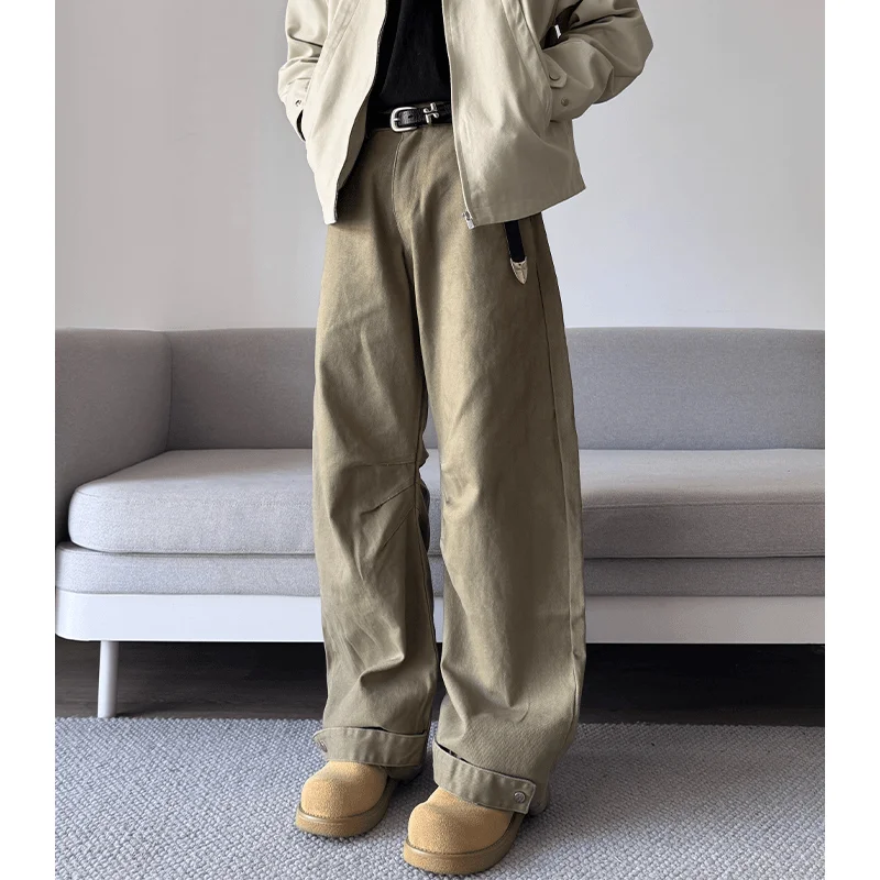 Plones vaqueros americanos Retro con borde de cuchillo para hombre, ropa de trabajo pada de calle, plones hoados...